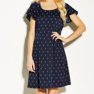 EUC Vero Moda navy anchor fit-and-flare dress